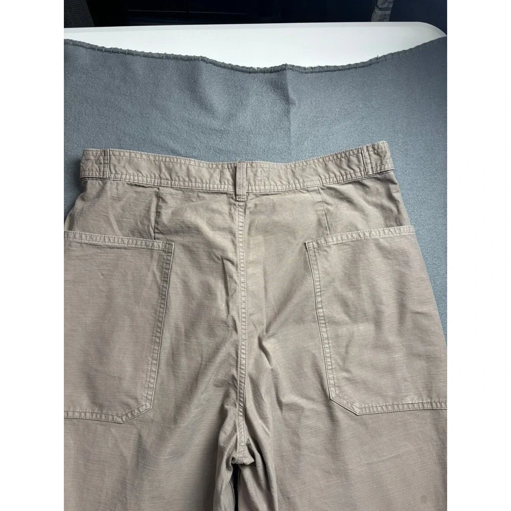 Everlane Utility Barrel Leg Pants Women 12 Khaki Tan Organic Cotton Linen